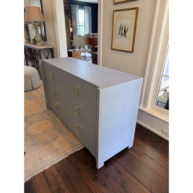 Nice sized 6 drawer dresser in Villa & House’s lacquered sanded linen finish in Washed Winter Gray. Each substantial...