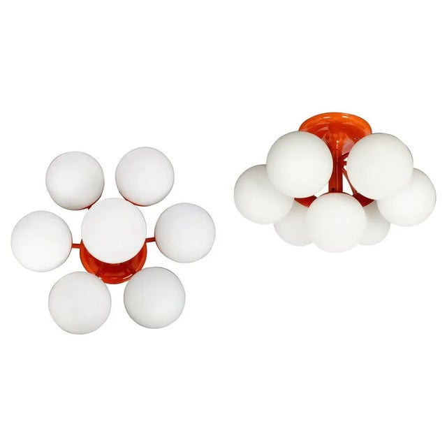 Mid-Century Orbital Ceiling or Wall Lamp in Orange attributed to Kaiser, Germany, 1970s For Sale - Image 13 of 13