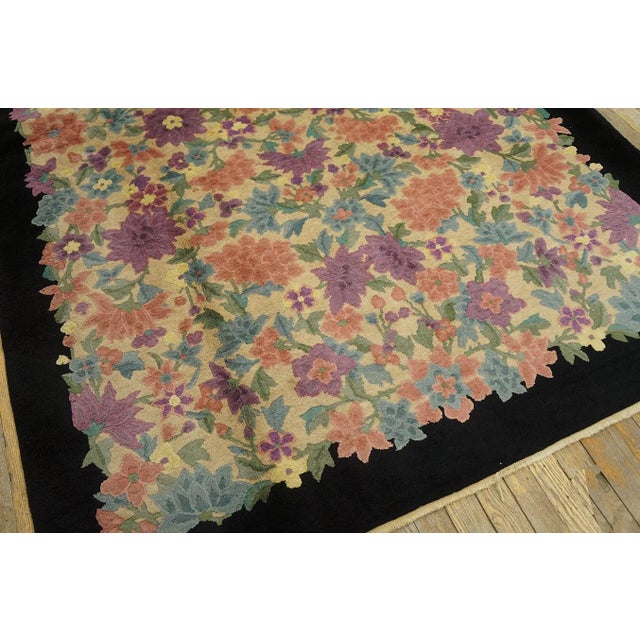 1920s Ivory Rosette Floral Antique Chinese Art Deco Carpet by Fette-Li 5' X 7' 10" Knotted Wool Rug For Sale - Image 11 of 12