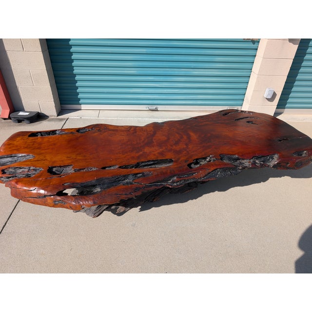 1980s Vintage Monumental Live Edge Redwood Coffee Table, C1980s For Sale - Image 5 of 18