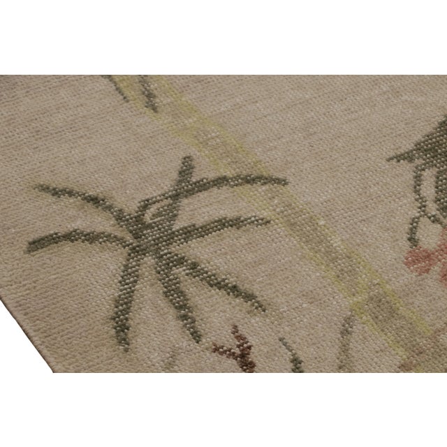 Rug & Kilim Rug & Kilim’s Distressed Contemporary Pictorial Rug in Beige-Brown and Green For Sale - Image 4 of 7