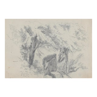 1910s Benjamin Barnett Woodland Landscape Drawing For Sale