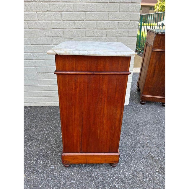 Antique 19th Century Victorian Style Marquetry King Wood Inlaid Marble Side Cabinet. For Sale - Image 10 of 10