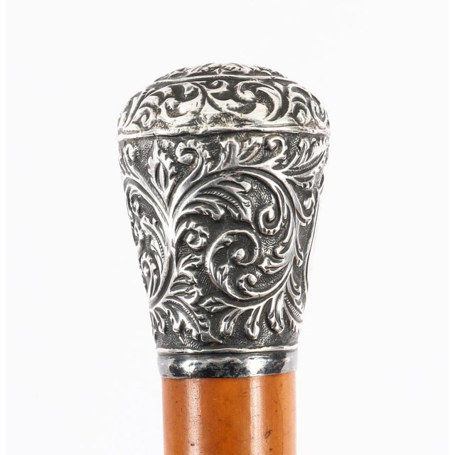 Antique English Silver Topped Walking Stick Cane For Sale - Image 12 of 14