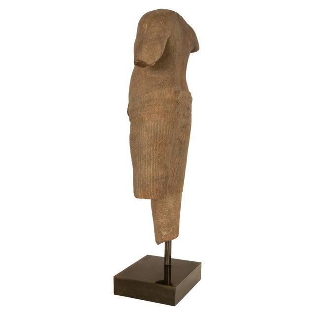 Sand Ancient Cambodian Khmer Angkor Wat Sandstone Statue of Vishnu 12th Century Ce For Sale - Image 8 of 13