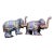 1980's Pair Decorative Ceramic Elephant Figurines in Burgundy, Pink & Gold Chinoiserie, Export Marks For Sale