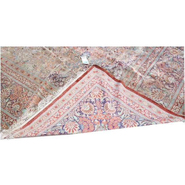 Textile A Stunning Vintage Mansion 12' X 18' Size All Silk 400+ Kpsi Persian Qum Pattern Silk Rug For Sale - Image 7 of 12