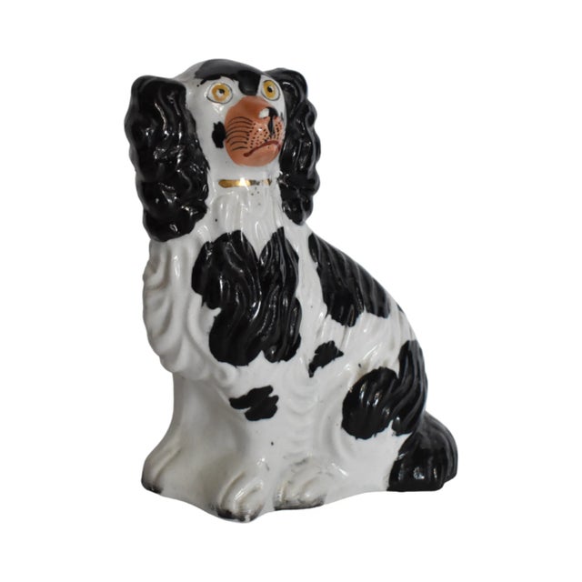 Ceramic Chester the Black & White Staffordshire Dog and His Portrait by Susannah Carson For Sale - Image 7 of 12