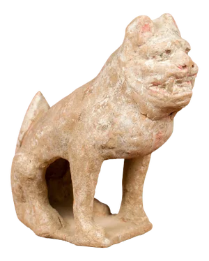 18th Century Qing Dynasty Chinese Terracotta Sitting Dog Mingqi Sculpture