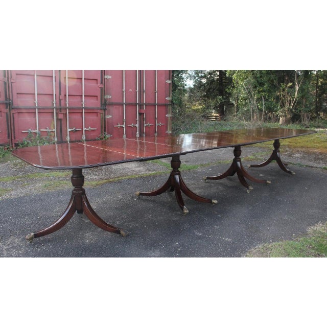 Large Early 20th Century Mahogany Four-Pedestal Dining Table, 1920s For Sale - Image 11 of 11