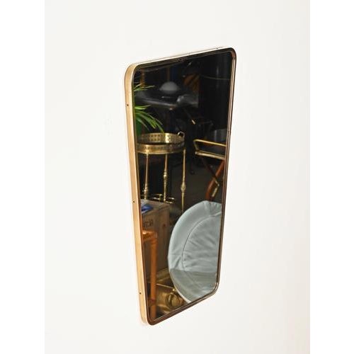Large Tapered Rectangular Brass Mirror by Gio Ponti, Italy, 1950s For Sale - Image 6 of 14