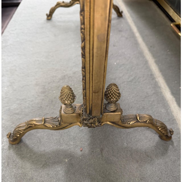 Late 20th Century Late 20th Century Super Heavy French Louis XV Style Brass Fireplace Screen Fire Screen 30"h X 27"w X 13"d For Sale - Image 5 of 12
