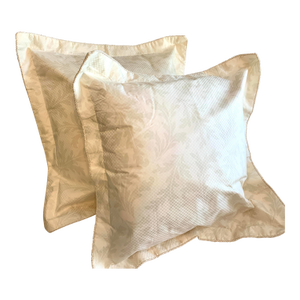 Vintage 1991 Crown Craft Royal Sateen 100% Egyptian Combed Cotton Pillowsham Pair Ivory Cord Trimmed
