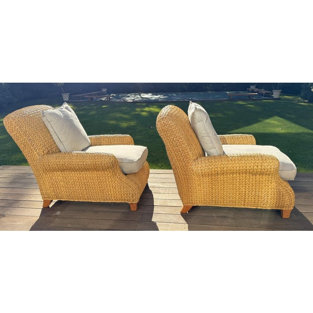 Textile Pair of Original Ralph Lauren Woven Lounge Chairs For Sale - Image 7 of 16