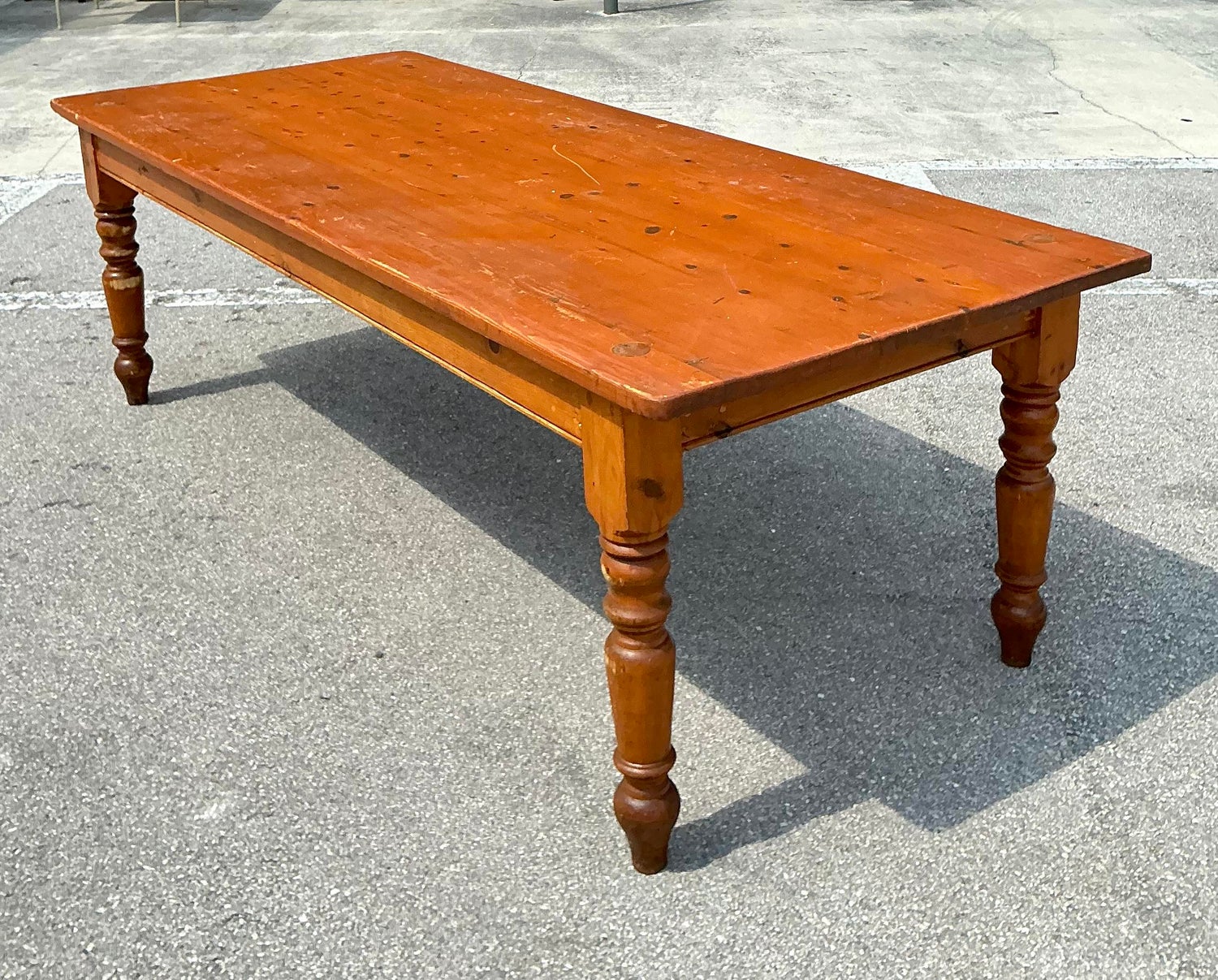 Vintage Plank Farm Table With Custom Stainless Steel Top - Back view
