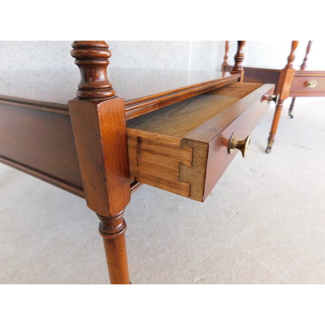 Hekman Regency Style Olive Wood Mahogany End Tables - A Pair For Sale - Image 9 of 18