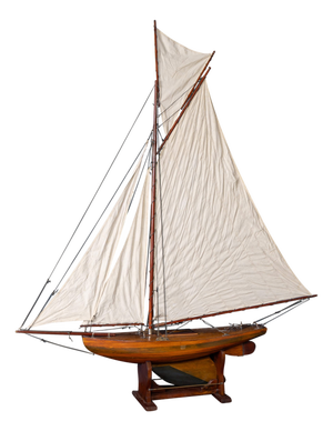 Vintage English Carved Hull Pond Yacht, 1930