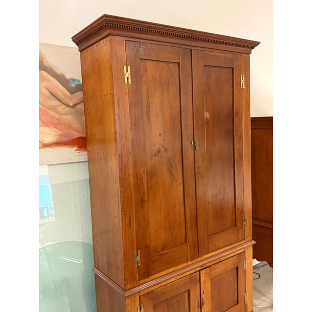 Wood Antique American Pine Wood Cabinet With Cherry Finish For Sale - Image 7 of 12