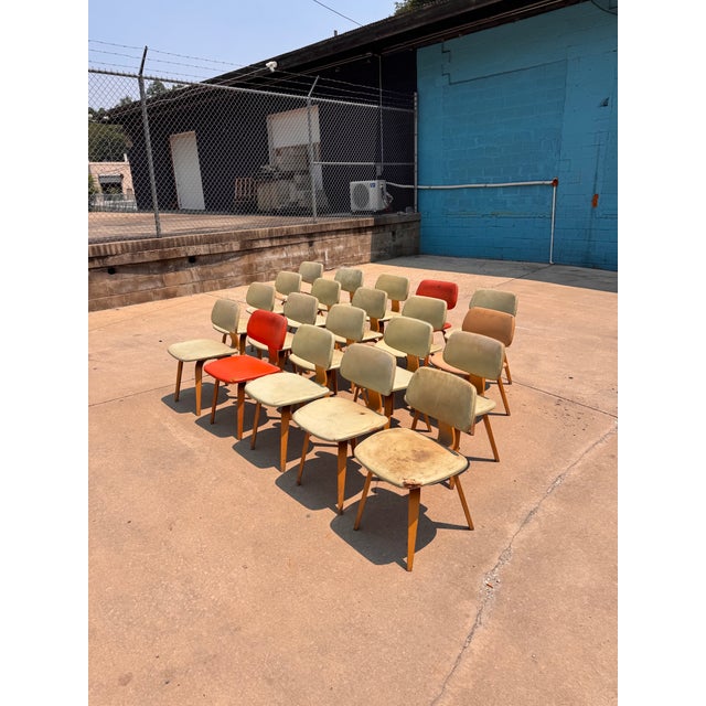 Set of 20 vintage Thonet bentwood dining chairs, made in the 1960s–70s. Solid bent beech frames with the original...