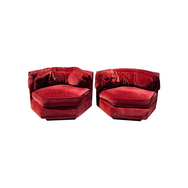 Textile Mid Century Modern Vintage Pair Chairs in Milo Baughman Style Design For Sale - Image 7 of 11