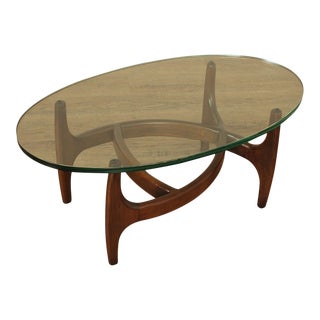 Adrian Pearsall Mid Century Modern Walnut Glass Top Cocktail Table For Sale