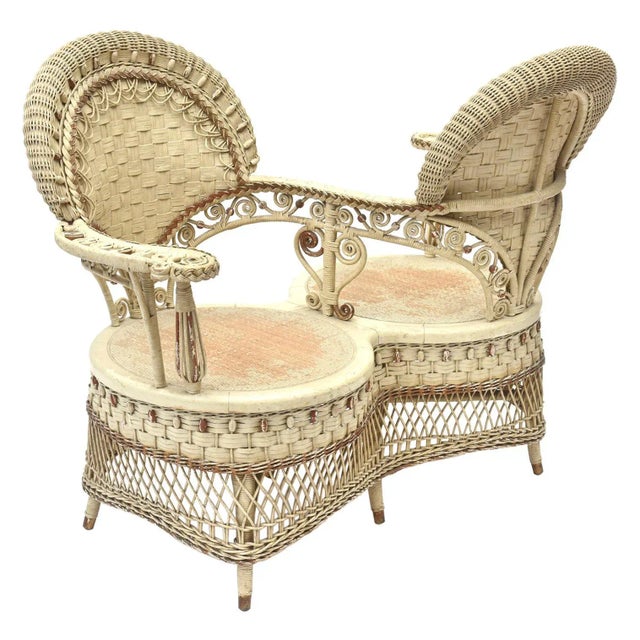 Rare Heywood Brothers and Wakefield Victorian Wicker Conversation