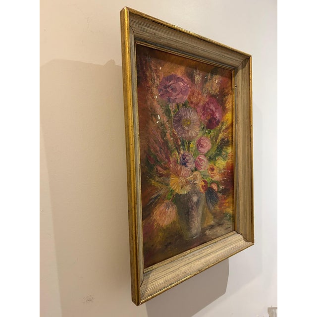 R Poirot, Bouquet, 1950s, Oil on Canvas For Sale - Image 4 of 16