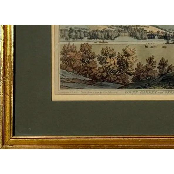 Paint Antique 1793 Hand-Colored Aquatint – "Court Garden & Great Marlow" by j.c. Stadler For Sale - Image 7 of 12