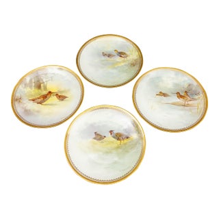Mid 20th Century Royal Doulton England Joseph Hancock Hand Painted Bird Cabinet Plates - Set of 4 For Sale