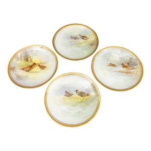 Mid 20th Century Royal Doulton England Joseph Hancock Hand Painted Bird Cabinet Plates - Set of 4