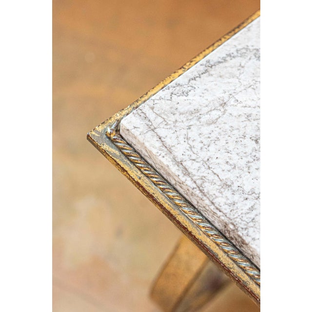 Metal 20th Century French Gilt Iron and Marble Coffee Table For Sale - Image 7 of 8