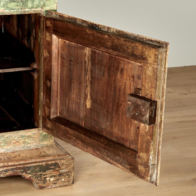 Beige Antique Italian Provincial Faux Marble Cabinet Pedestal For Sale - Image 8 of 10