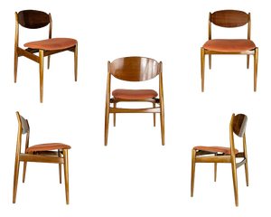 Teak and Fabric Dining Chairs by Leonardo Fiori for Isa Bergamo, 1960s, Set of 5