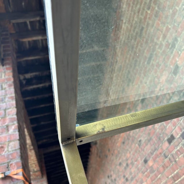 Mid Century Modern Square Bonze and Glass Coffee Table Knoll Style For Sale - Image 11 of 13