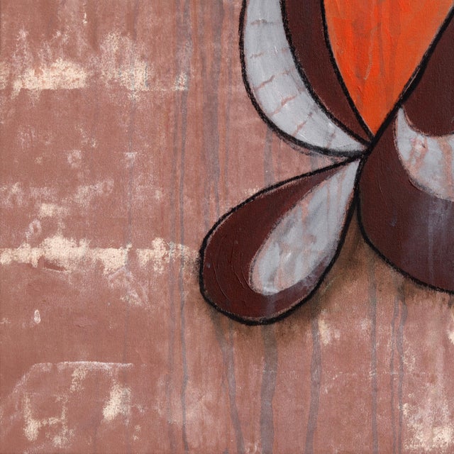 Brown Jits on a Wire - Abstract Modern Organic Shape Mixed Media Artwork on Canvas by Rue Bootay For Sale - Image 8 of 9