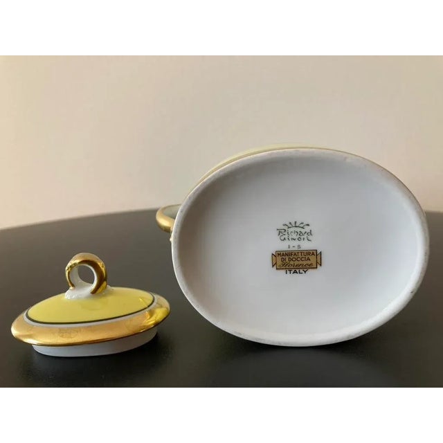 Richard Ginori Italian Contessa Yellow and Gold Porcelain Sugar Bowl With Lid For Sale - Image 11 of 12