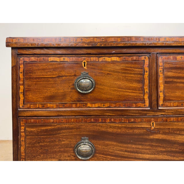 Early 19th Century European Mahogany Inlaid Chest of Drawers Bachelor’s Chest For Sale - Image 9 of 12