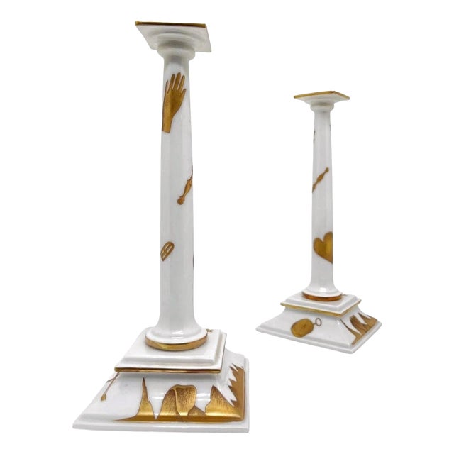 Candleholders attributed to Gio Ponti for Ginori, 1980s, Set of 2 For Sale