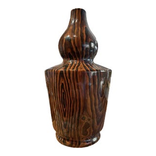 Chinese Republic Faux Bois Glazed Porcelain Vase For Sale