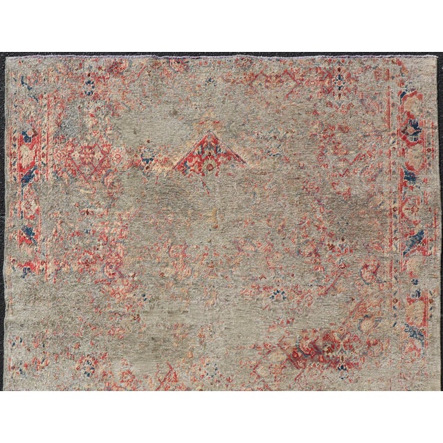 Textile Distressed and Rustic Looking Antique Persian Mahal Rug With Red 5'2 X 6'5 For Sale - Image 7 of 14
