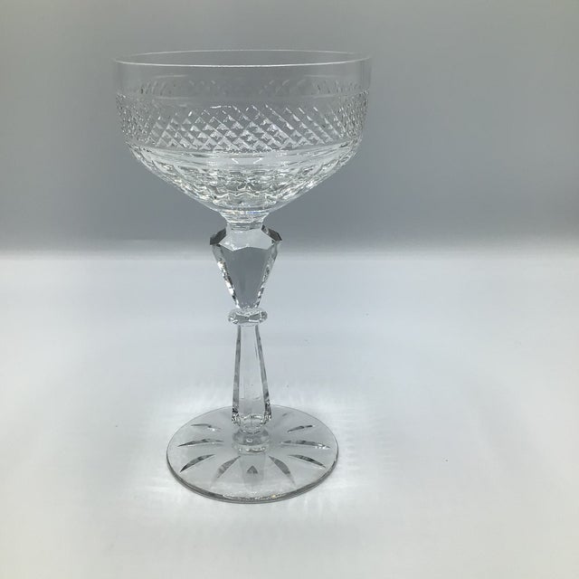 Traditional 1950s Cut Crystal Rock Sharpe Champagne Coupes - A Pair For Sale - Image 3 of 12
