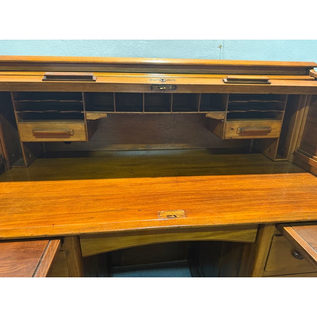 Wood Roller Shutter Desk, 1890s For Sale - Image 7 of 11