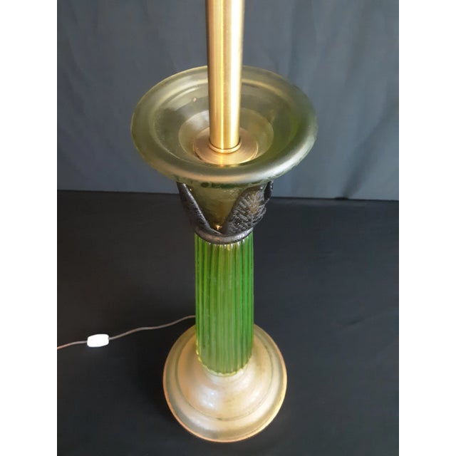 Mid 20th Century Vintage Mid-Century Modern Seguso for Marbro Corroso Style Celery Glass Table Lamp For Sale - Image 5 of 12