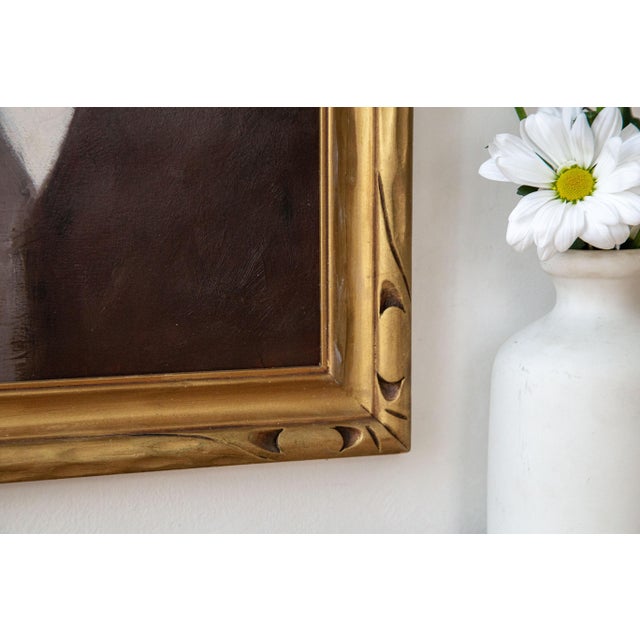 Beige Original Abstract Painting in Antique Gold Frame For Sale - Image 8 of 10