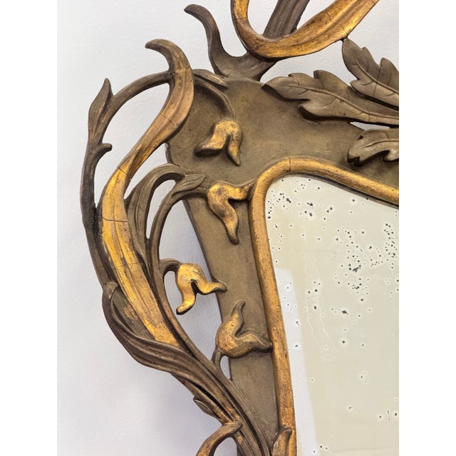 Swedish Art Nouveau Gilt Plaster Mirror With Floral Decoration, Circa 1890 For Sale - Image 13 of 18