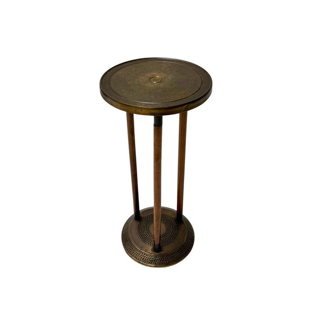Vienna Secession Pedestal in Walnut and Patinated Brass, 1900s For Sale - Image 6 of 11