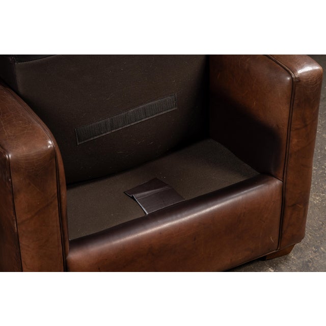 Vintage Leather Clamshell Club Chair and Ottoman Set For Sale - Image 10 of 10