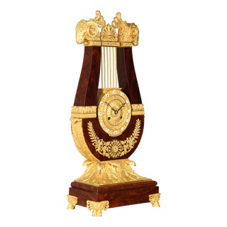 Antique Lyre Mantel Clock, 1825 For Sale