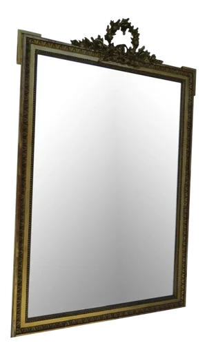 Late 19th Century French Gilt Over Mantel Mirror with Cartouche Top