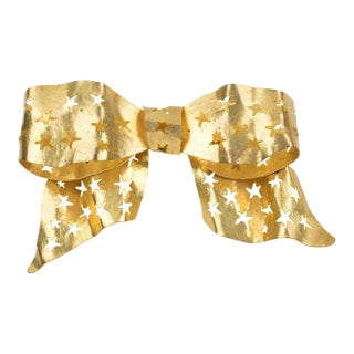 Sonia Rykiel Oversized Gilt Metal Bowtie Pin Brooch For Sale